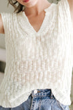 Notched Cap Sleeve Knit Top - felvior