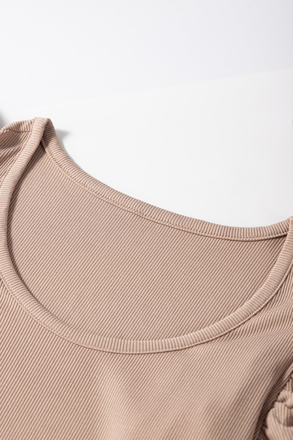 Ribbed Knit Ruffled Cap Sleeve Slim Fit Top