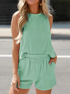 Round Neck Sleeveless Top and Shorts Set