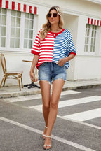 Striped Round Neck Half Sleeve T-Shirt