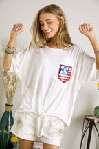 ADORA Sequin US Flag Pocketed Top