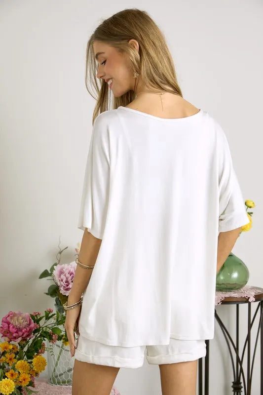 ADORA Sequin US Flag Pocketed Top