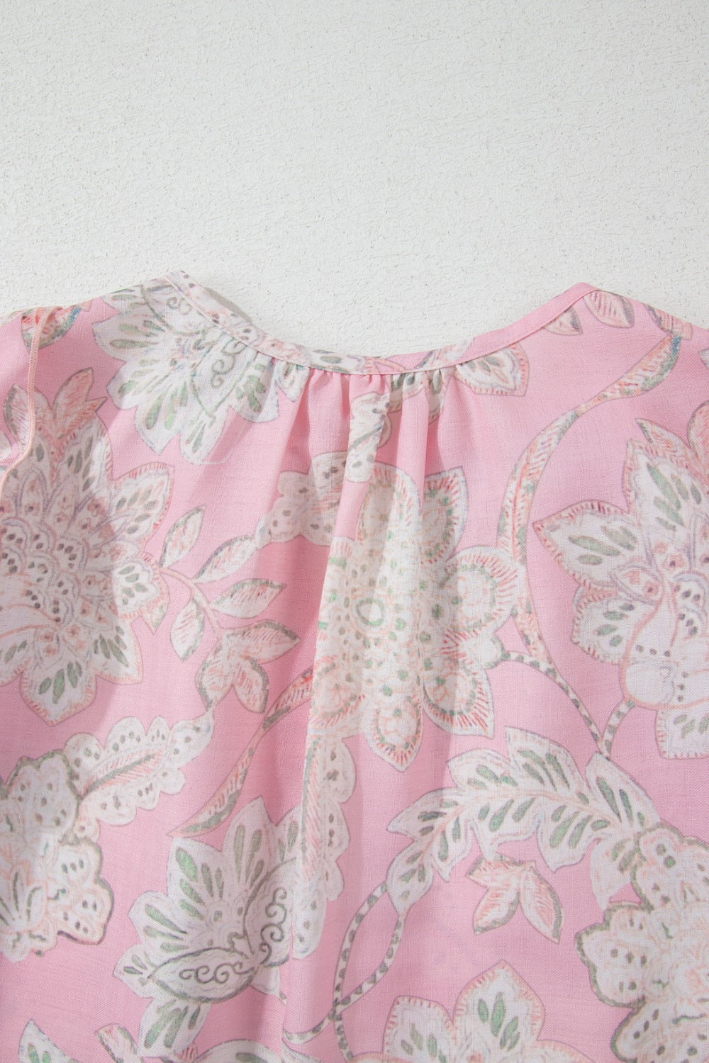 Floral Tie Neck Puff Sleeve Blouse