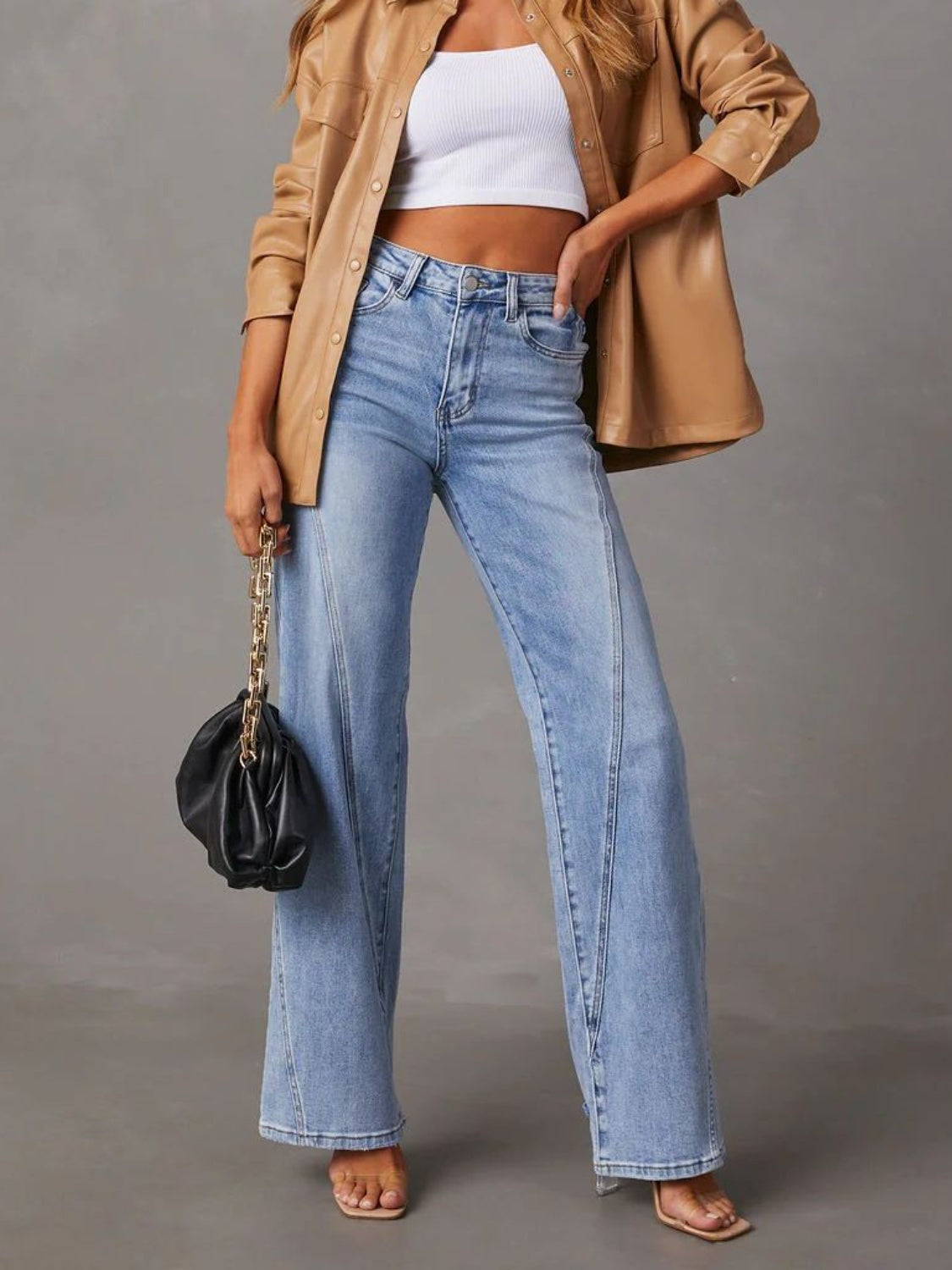High Waist Straight Jeans with Pockets - felvior