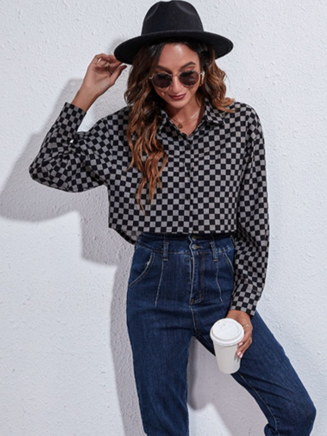Button Down Printed Cropped Jacket - felvior