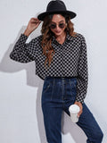 Button Down Printed Cropped Jacket - felvior