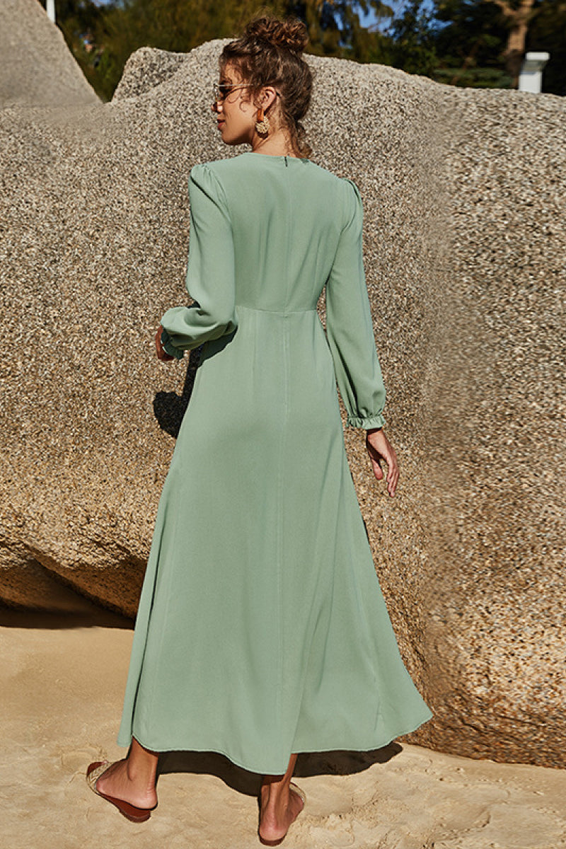 Puff Sleeve Flounce Dress - felvior