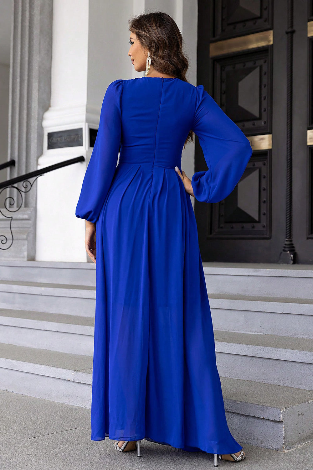 Twist Front Cutout Long Sleeve Dress - felvior