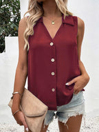 Full Size Johnny Collar Button Down Tank Plus Size