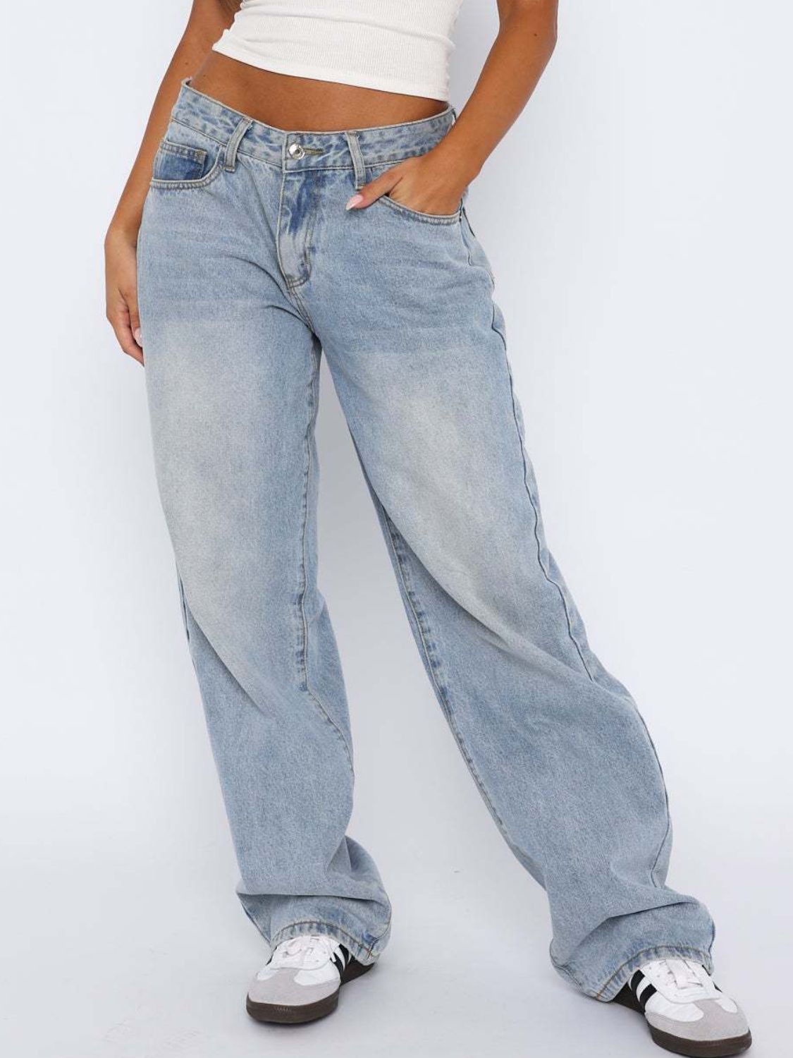 Wide Leg Jeans with Pockets - felvior
