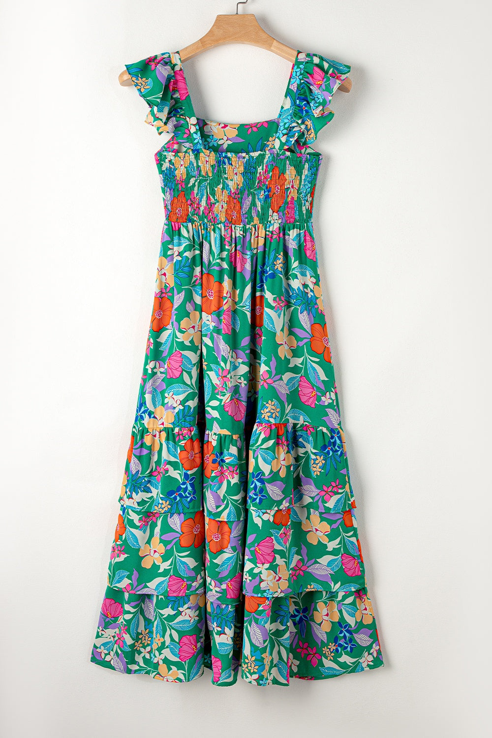 Tiered Ruffled Printed Sleeveless Dress - felvior
