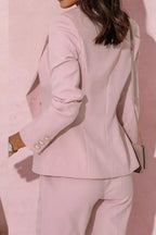 Full Size Lapel Collar Long Sleeve Blazer and Pants Set Plus Size