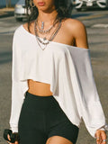Devine One Shoulder Long Sleeve T-Shirt - felvior