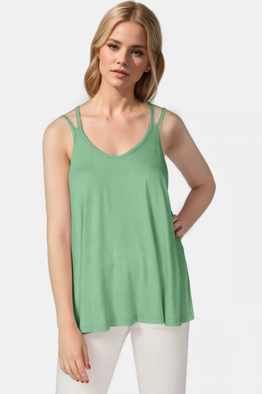 Basic Bae Bamboo Scoop Neck Double Spaghetti Straps Cami - felvior