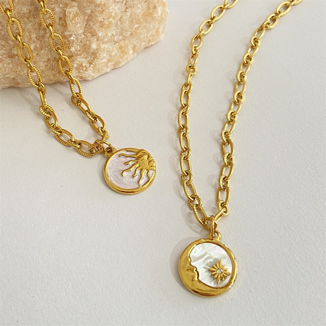 Titanium Steel Sun & Moon Necklace - felvior
