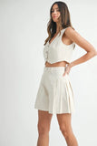 MABLE Button Down Vest Blazer and Shorts Set - felvior