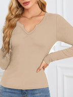Notched Long Sleeve T-Shirt