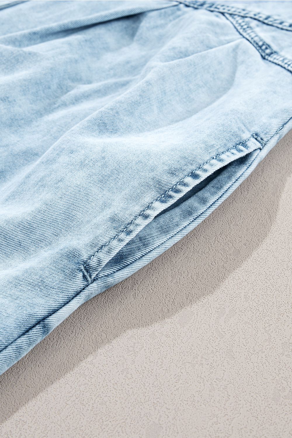 Mineral Wash Ruffle Sleeve Denim Dress - felvior