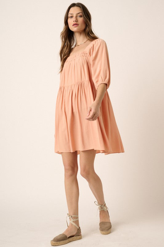Mittoshop Pintuck Detail Tie Back Mini Dress - felvior