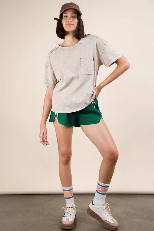 VERY J Striped Trim Detail Activewear Shorts - felvior