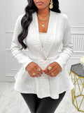 One Button Textured Peplum Cardigan - felvior