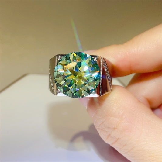 10 Carat Moissanite 925 Sterling Silver Signet Ring - felvior
