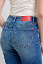 Judy Blue Full Size Mr Plaid Print Cuff Bf Jeans Plus Size