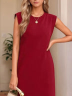 Full Size Slit Round Neck Sleeveless Maxi Tank Dress Plus Size