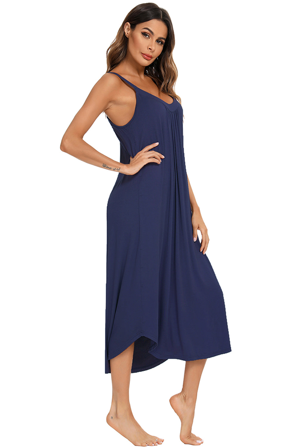 V-Neck Midi Lounge Dress - felvior