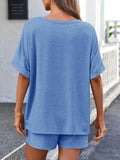 Round Neck Short Sleeve Top and Shorts Set - felvior