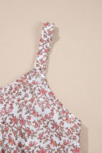 Floral Pleated Detail Scoop Neck Tank