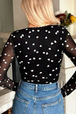 Heart Square Neck Long Sleeve Bodysuit - felvior