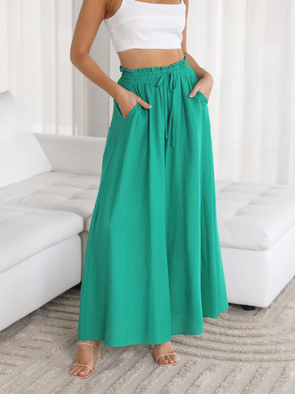 Wide Leg Pants with Pockets - felvior