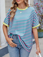 Striped Round Neck Half Sleeve T-Shirt