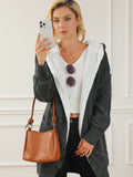 Open Front Hooded Winter Coat with Pockets - felvior