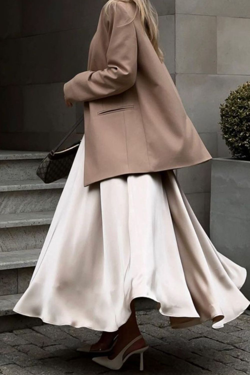 Back Elastic Waist Satin Minx Skirt