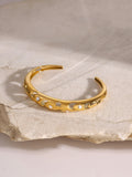 Stainless Steel Inlaid Rhinestone Cutout Bracelet - felvior