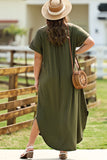 Plus Size V-Neck Short Sleeve Maxi Dress - felvior
