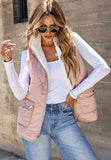 Fuzzy Zip Up Vest Coat with Pockets - felvior