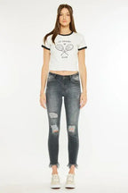 Kancan High Rise Distressed Ankle Skinny Jeans