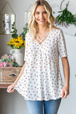 Heimish Full Size Crisscross Ditsy Floral Babydoll Top Plus Size - felvior