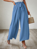 Tied Slit Wide Leg Pants