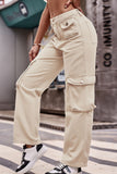 Buttoned Knee Pockets Loose Fit Jeans - felvior