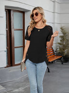 Round Neck Lace Short Sleeve T-Shirt