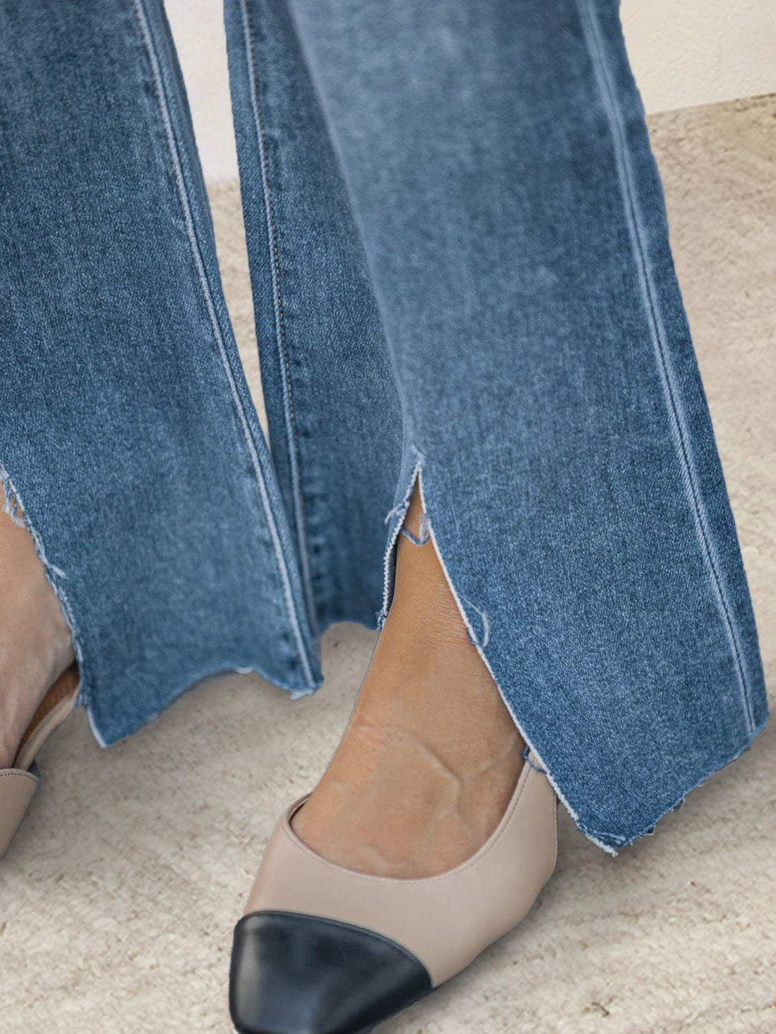 Slit Bootcut Jeans with Pockets - felvior