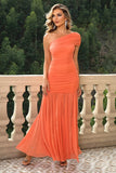 One-Shoulder Ruched Maxi Dress - felvior