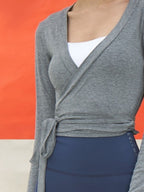 Tied Surplice Long Sleeve Top