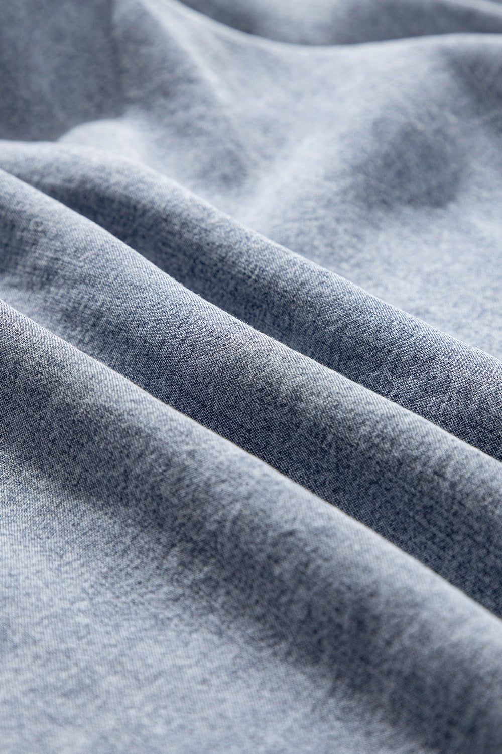 Ruffled Shirred Denim Top