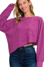 Zenana Ribbed Asymmetric Hem and Sleeve Top & Skirt Set