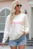 Letter Graphic Round Neck Sweater - felvior